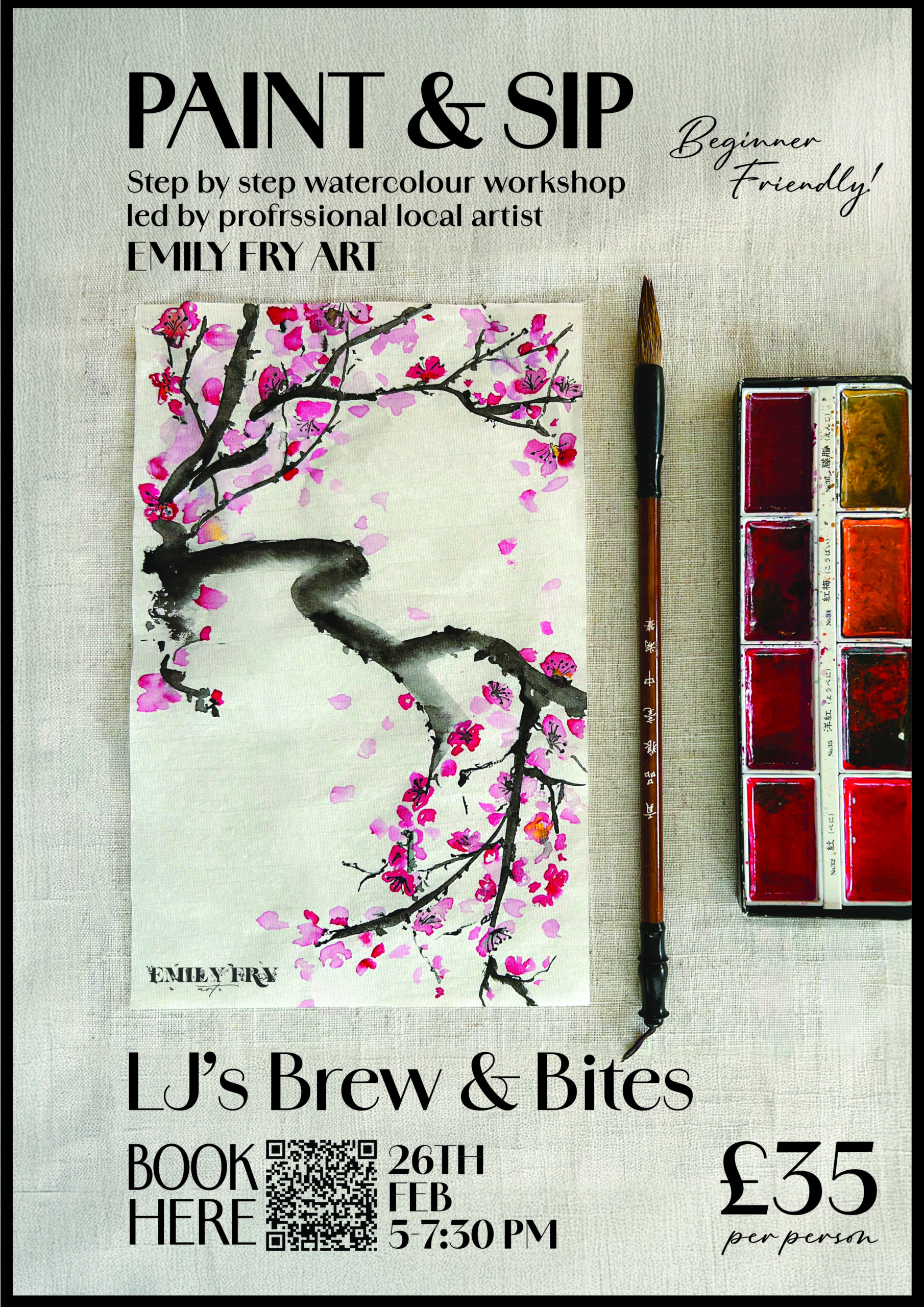 Paint & Sip - Cherry Blossom - LJ's Brew & Bites - Image 2