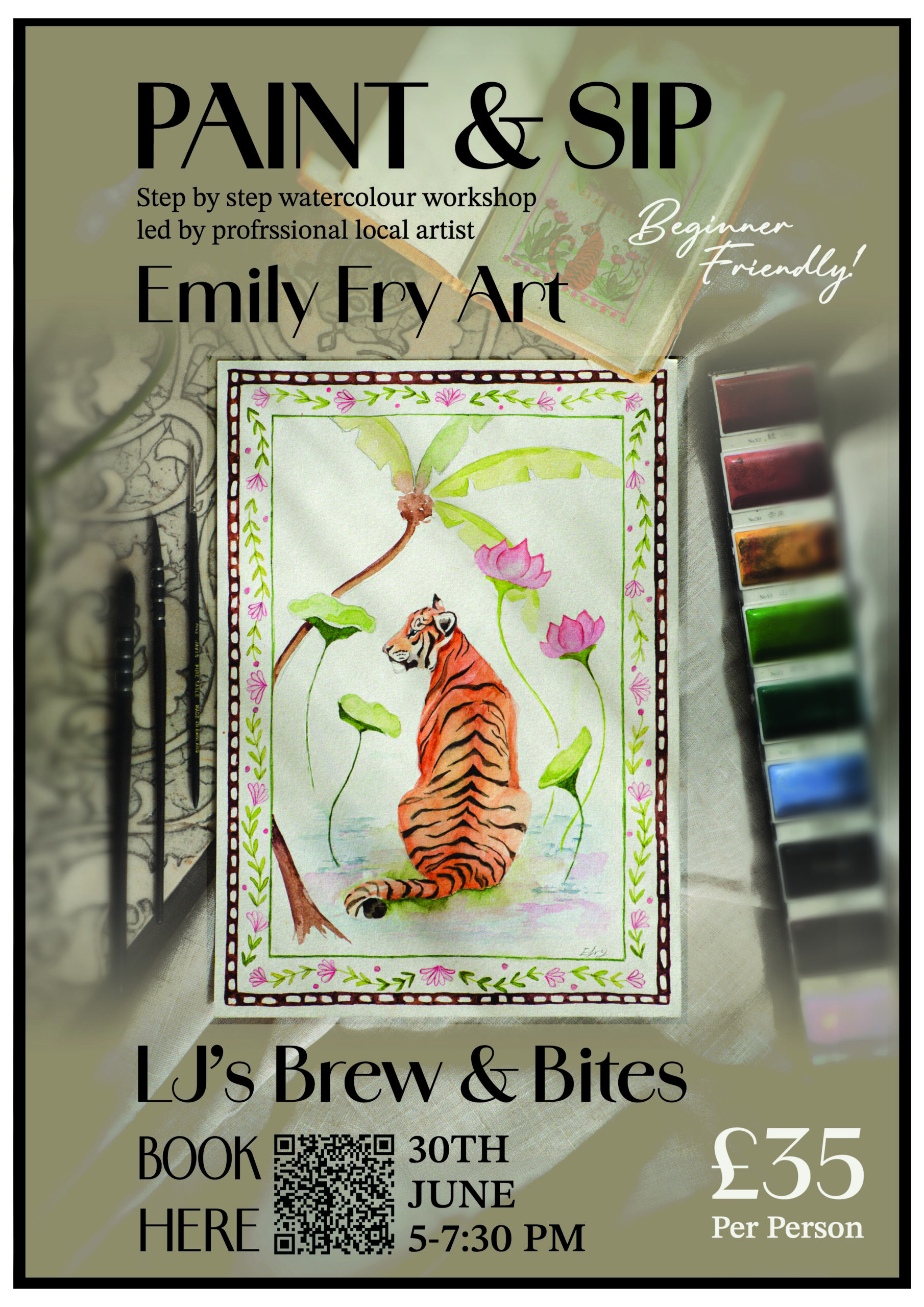 Paint & Sip - Bengal Tiger - LJ's Brew & Bites - Image 2