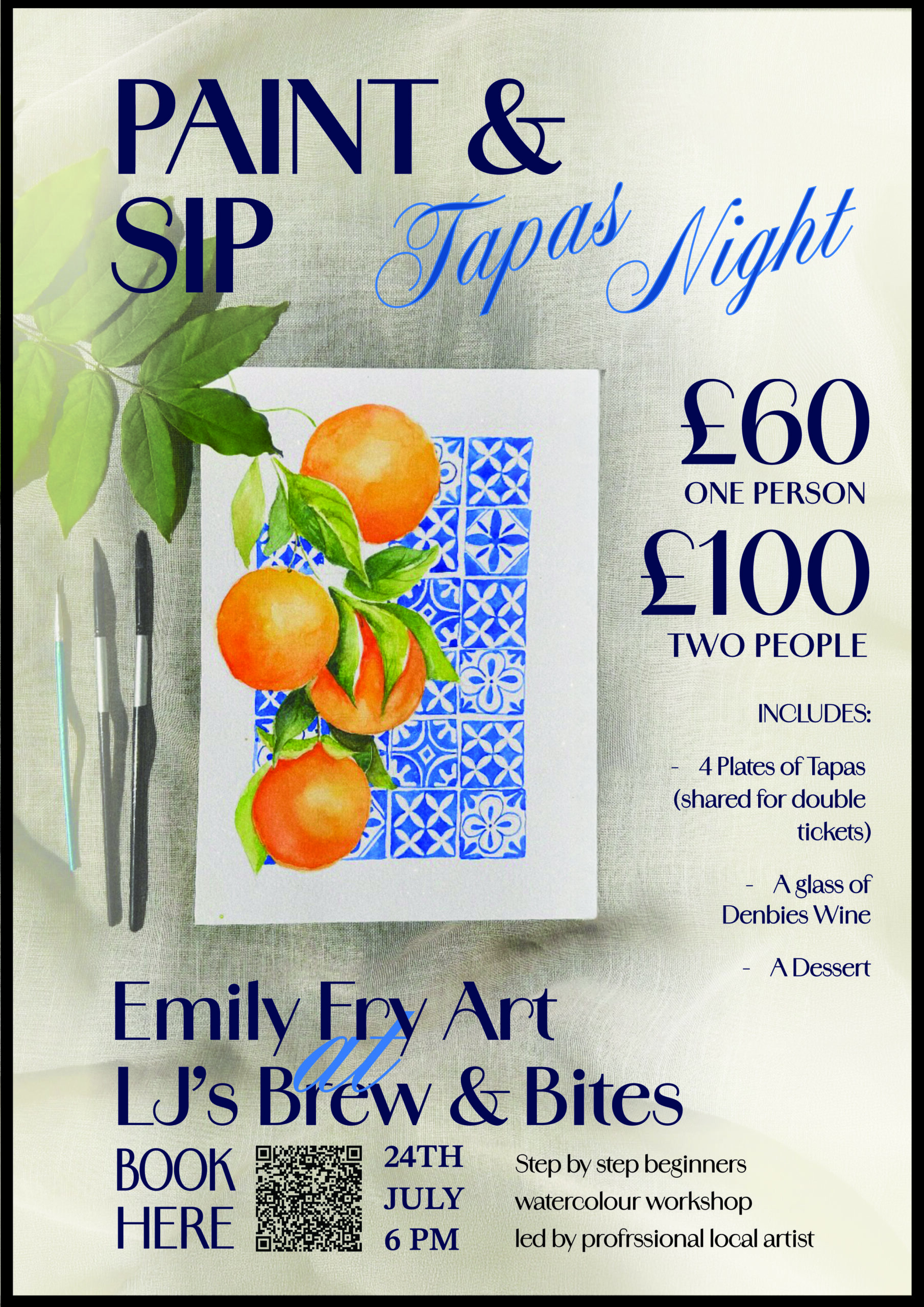Tapas & Paint Night - Naranjas de Seville - LJ's Brew & Bites